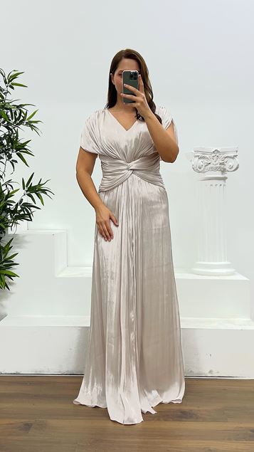 Vestido de noche plisado con borlas en la cintura, talla grande