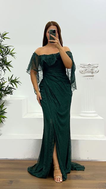 Zumrut Strapless Lace Plus Size Evening Dress
