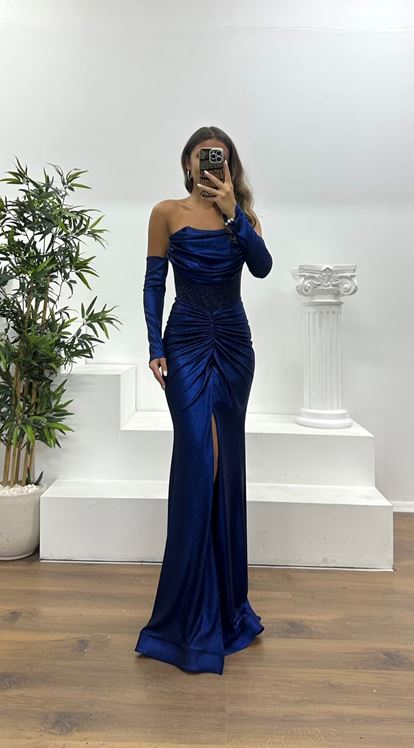 Straplez Elbivenli Abiye Elbise