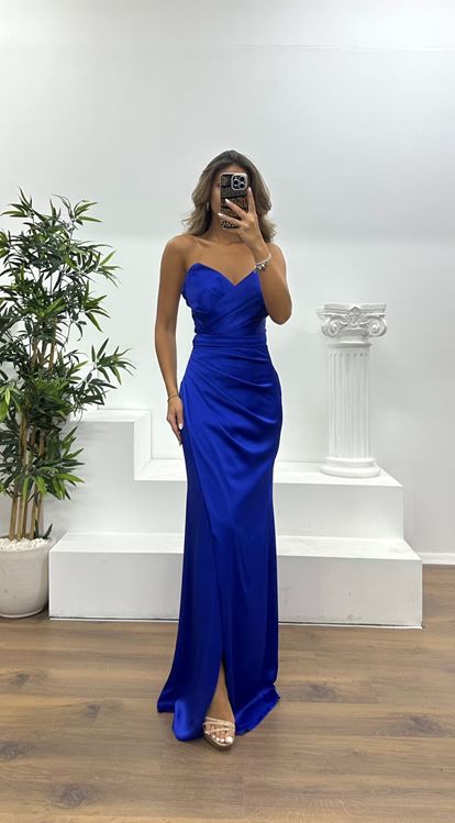 Saxe Strapless Draped Evening Dress
