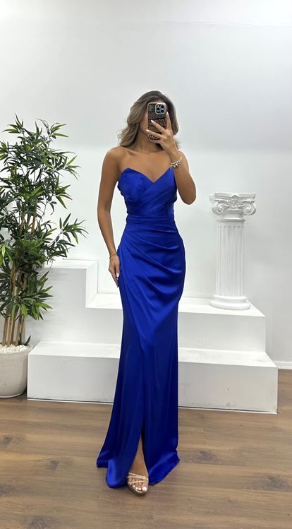 Saxe Strapless Draped Evening Dress