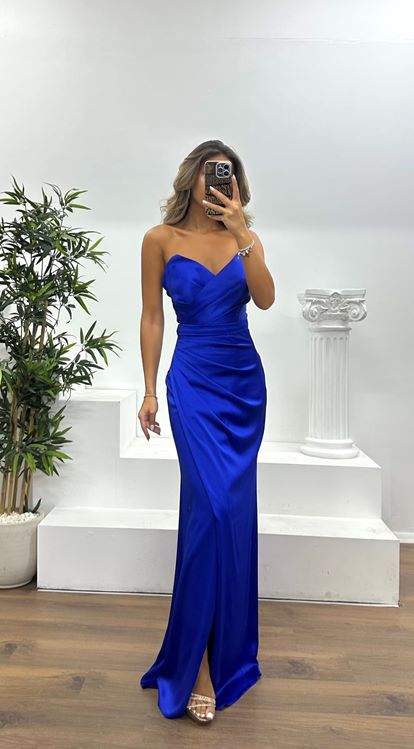 Saxe Strapless Draped Evening Dress