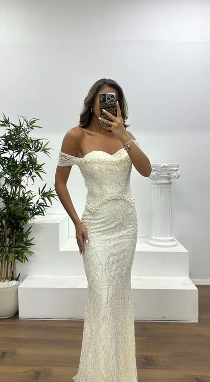 İncli İşlemeli Abiye Elbise