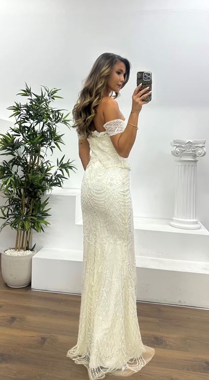 İncli İşlemeli Abiye Elbise