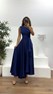 Lacivert Tek Omuz Midi Abiye Elbise