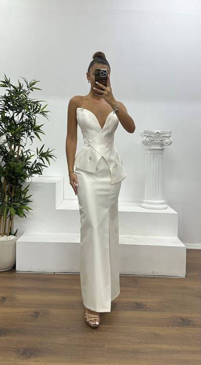 Kemik İşleme Detay Etek Takım Elbise