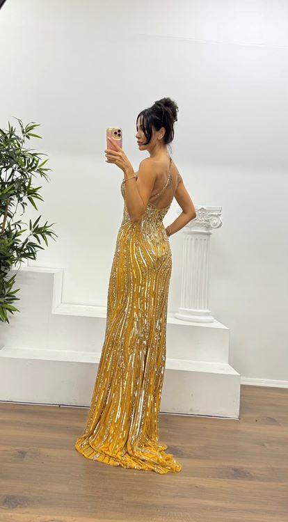 Hardal Özel El İşlemesi Abiye Elbise