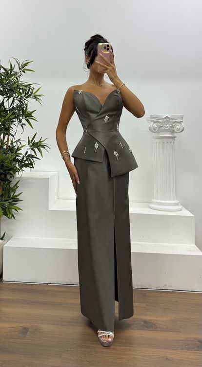 Haki İşleme Detay Etek Takım Elbise