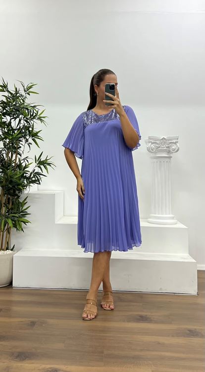 Lilac Pleated Chiffon Plus Size Evening Dress