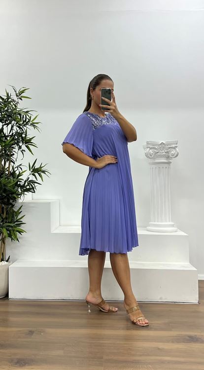 Lilac Pleated Chiffon Plus Size Evening Dress