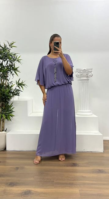Lilac Chiffon Plus Size Evening Suit