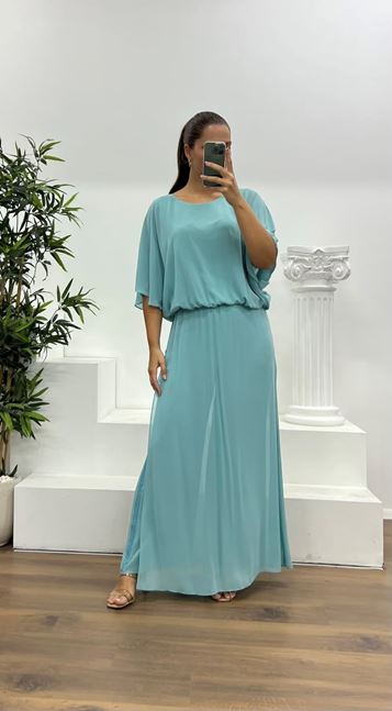 Mint Chiffon Plus Size Evening Suit