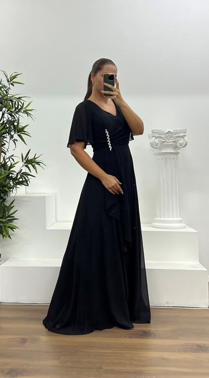 Black Chiffon Plus Size Evening Dress