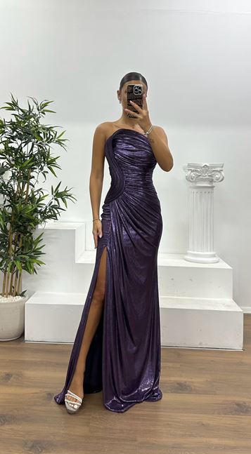 Robe de soirée bustier violette