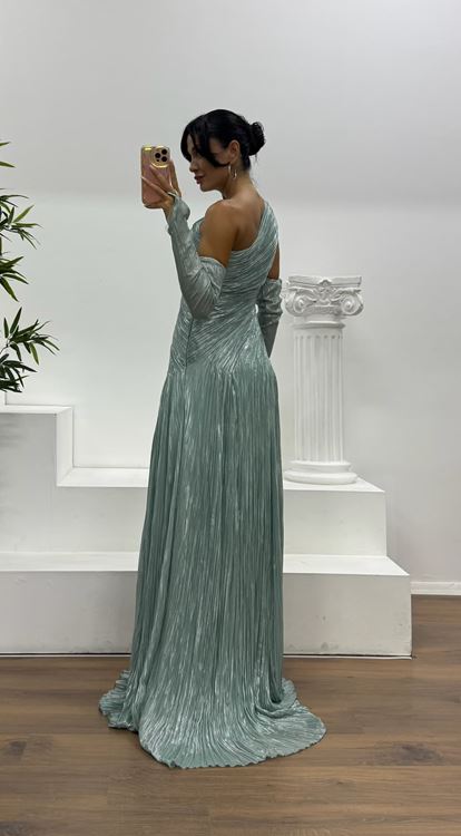 Robe de soirée asymétrique Firuze avec gants