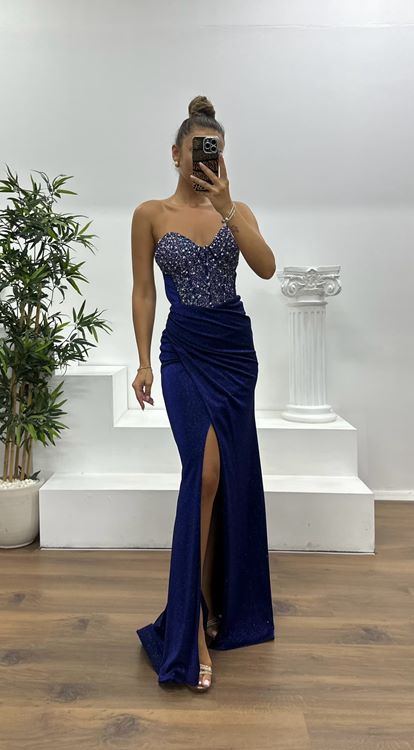 Saxe trägerloses glitzerndes Abendkleid