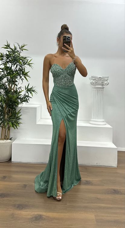 Cagla – Trägerloses, glitzerndes Abendkleid