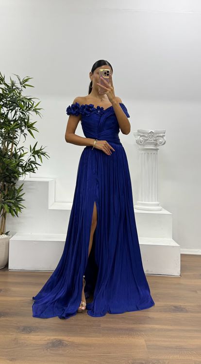 Saks Boat Neck Evening Dress