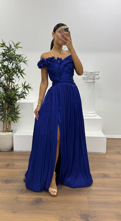 Saks Boat Neck Evening Dress