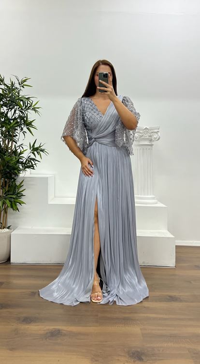 Anthracite Detail Plus Size Evening Dress