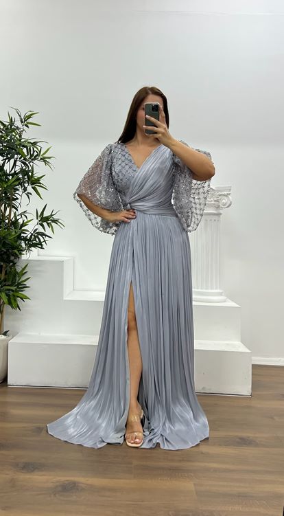 Anthracite Detail Plus Size Evening Dress