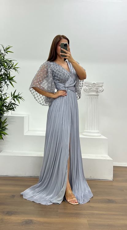 Anthracite Detail Plus Size Evening Dress