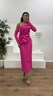 Fuşya Straplez Eldivenli Midi Boy Abiye Elbise