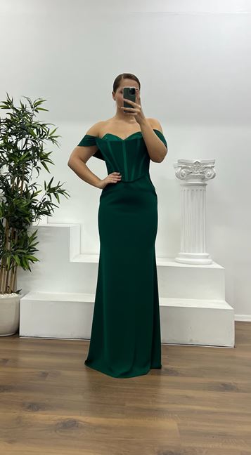 Khaki Strapless Plus Size Evening Dress