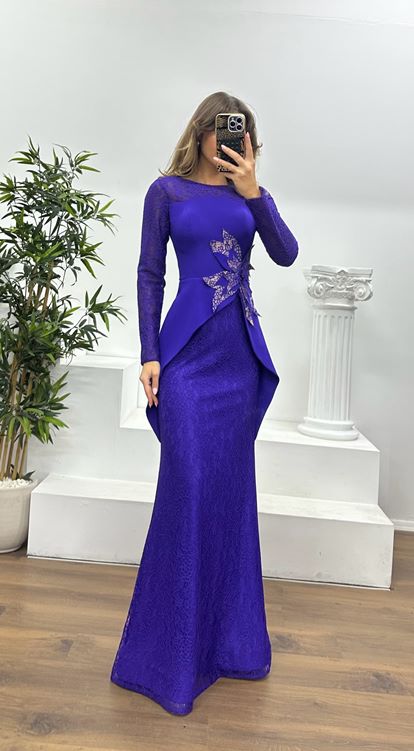 Purple Lace Evening Dress