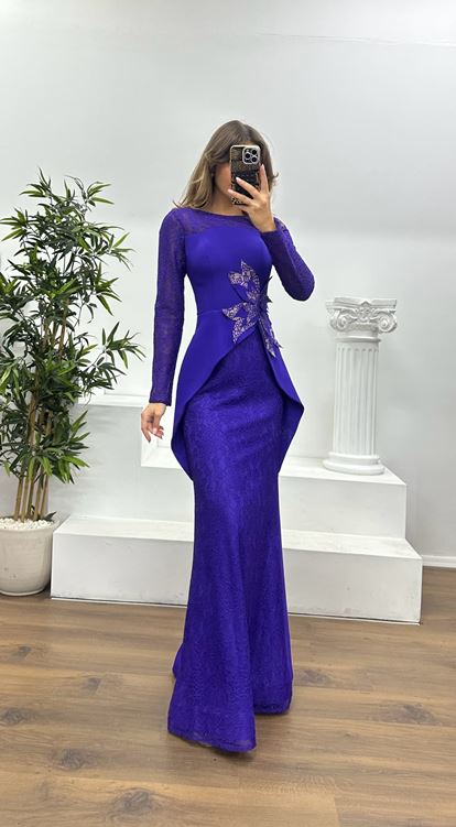 Purple Lace Evening Dress
