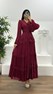 Bordo Kat Kat Şifon Abiye Elbise