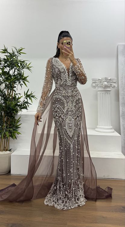 Vizon İşlemeli Abiye Elbise