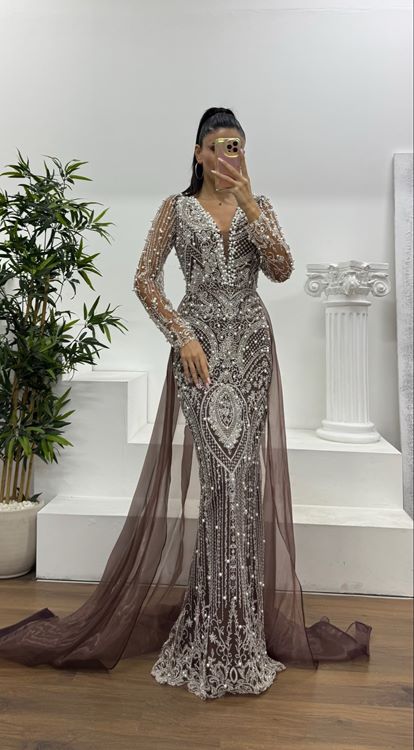 Vizon İşlemeli Abiye Elbise