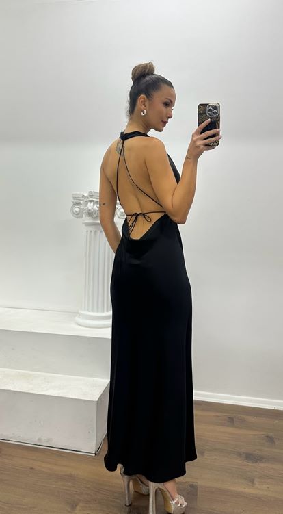 Siyah Sırt Detay Özel Tasarım Abiye Elbise