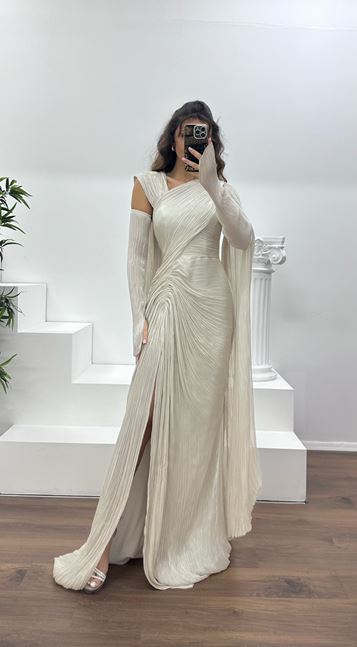 Tas Pleated Evening Dress