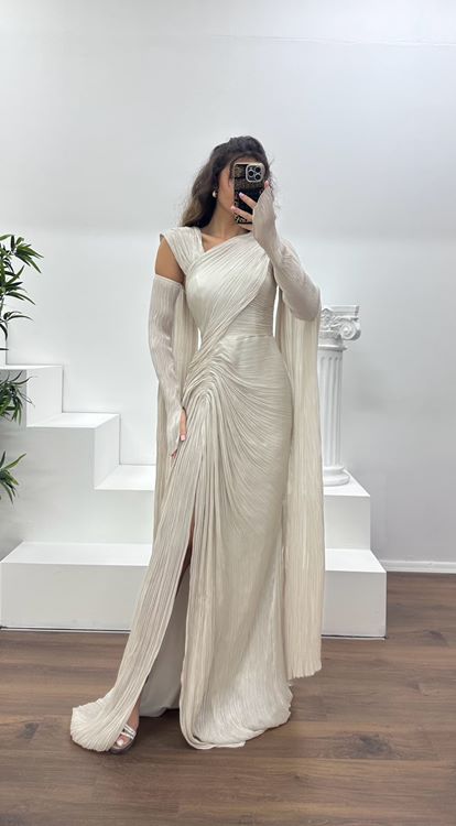 Tas Pleated Evening Dress