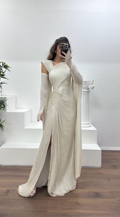 Tas Pleated Evening Dress