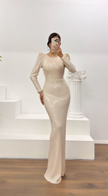 Taş Pullu Abiye Elbise