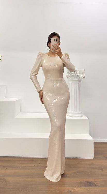 Taş Pullu Abiye Elbise