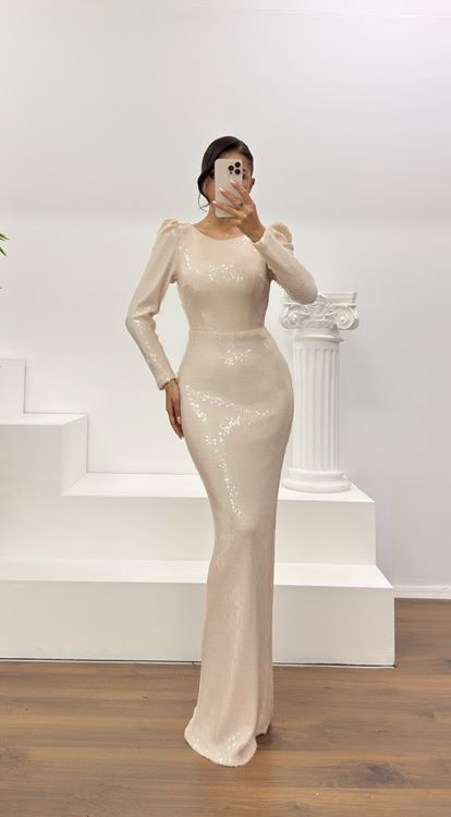 Taş Pullu Abiye Elbise