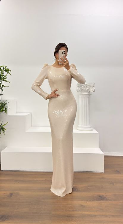 Taş Pullu Abiye Elbise