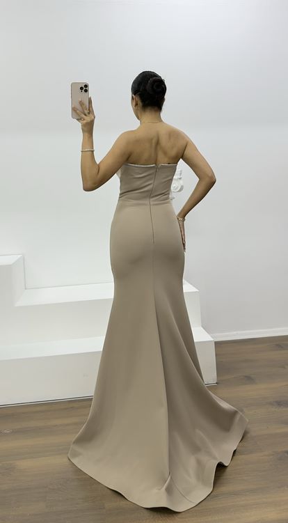 Taş Işıltılı Taş İşleme Şeritli Abiye Elbise