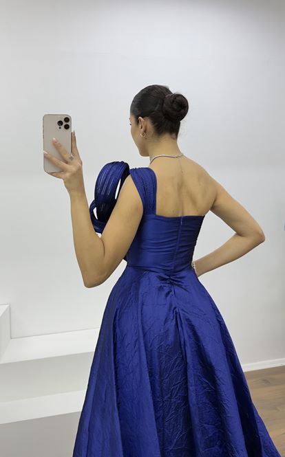 Saks One Shoulder Taffeta Evening Dress