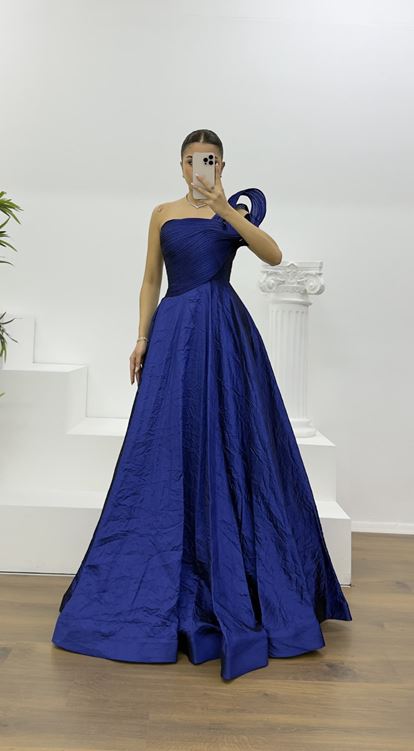 Saks One Shoulder Taffeta Evening Dress