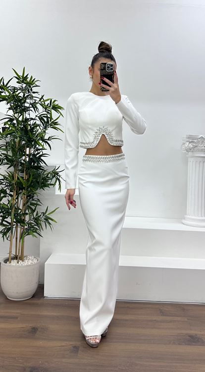 Kemik Beli İşlemeli Abiye Takım