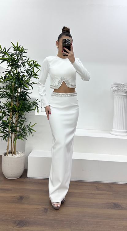 Kemik Beli İşlemeli Abiye Takım