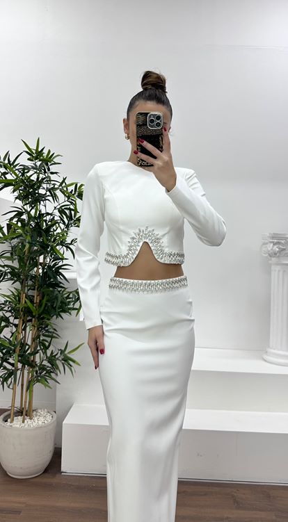 Kemik Beli İşlemeli Abiye Takım