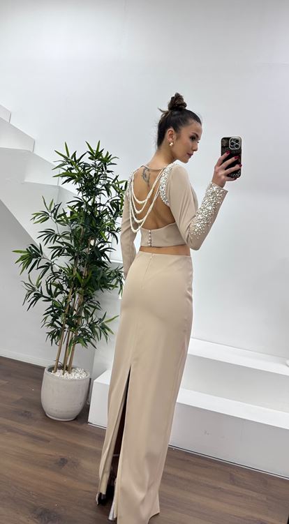 Vizon Boncuk İşlemeli Abiye Takım