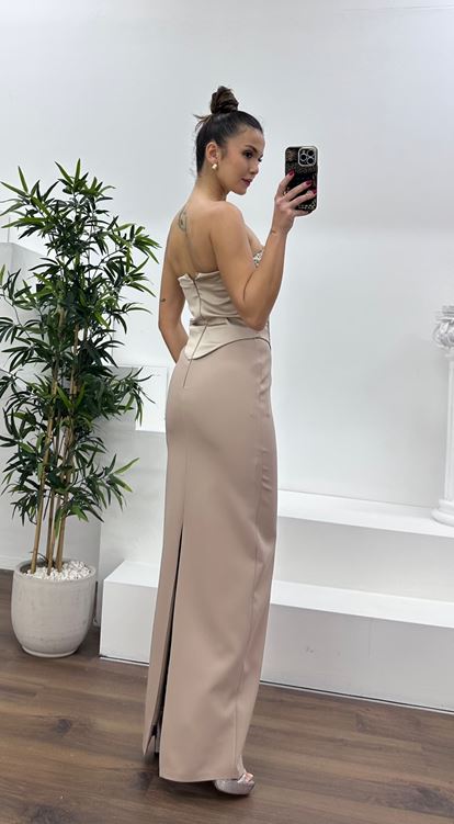 Taş Straplez İşleme Detay Abiye Elbise