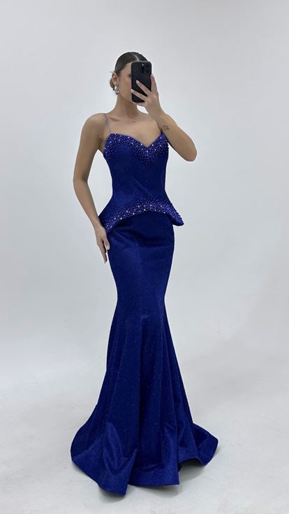 Saks Herzausschnitt Perlenbestickt Abendkleid